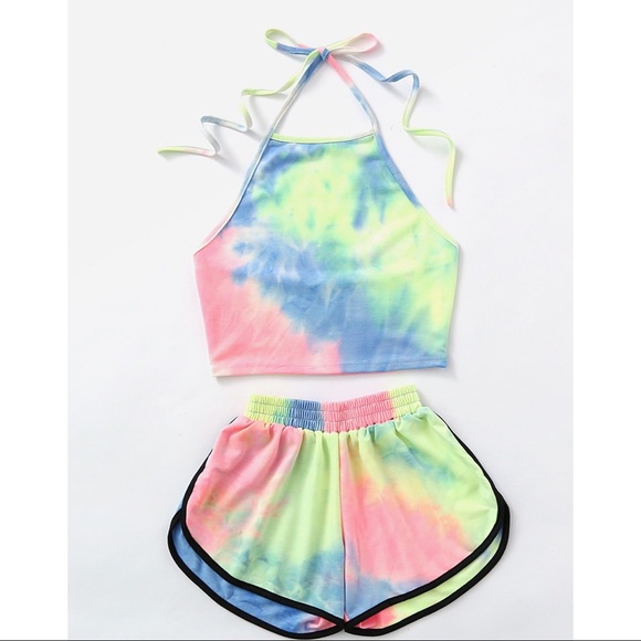 ✨Tie Dye Crop Top & Ringer Shorts✨ - Picture 3 of 6